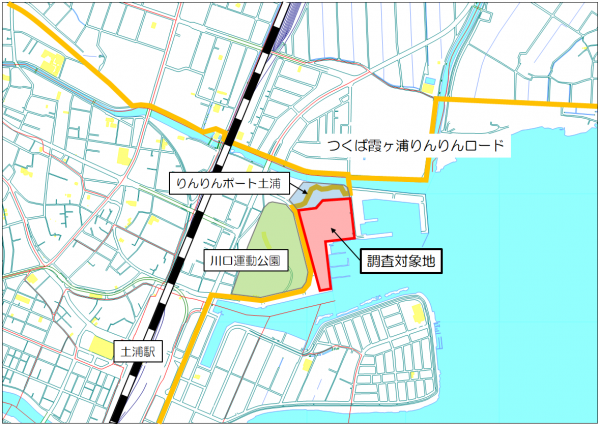 『土浦港周辺サウンディング調査位置図』の画像