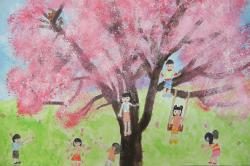 「市の木・市の花・市の鳥」絵画作品　最優秀賞（小学校低学年の部　屋代彩花さん）