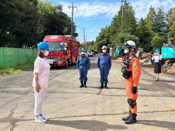 救助訓練　市長への報告