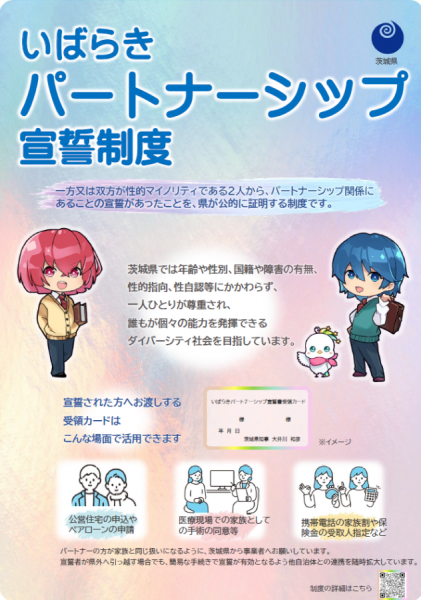 チラシ いばらきパートナーシップ宣誓制度を実施しています！（茨城県作成）