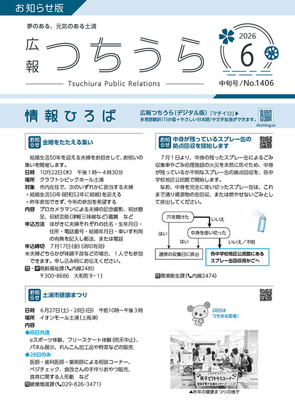 表紙_広報つちうら2026年6月中旬号